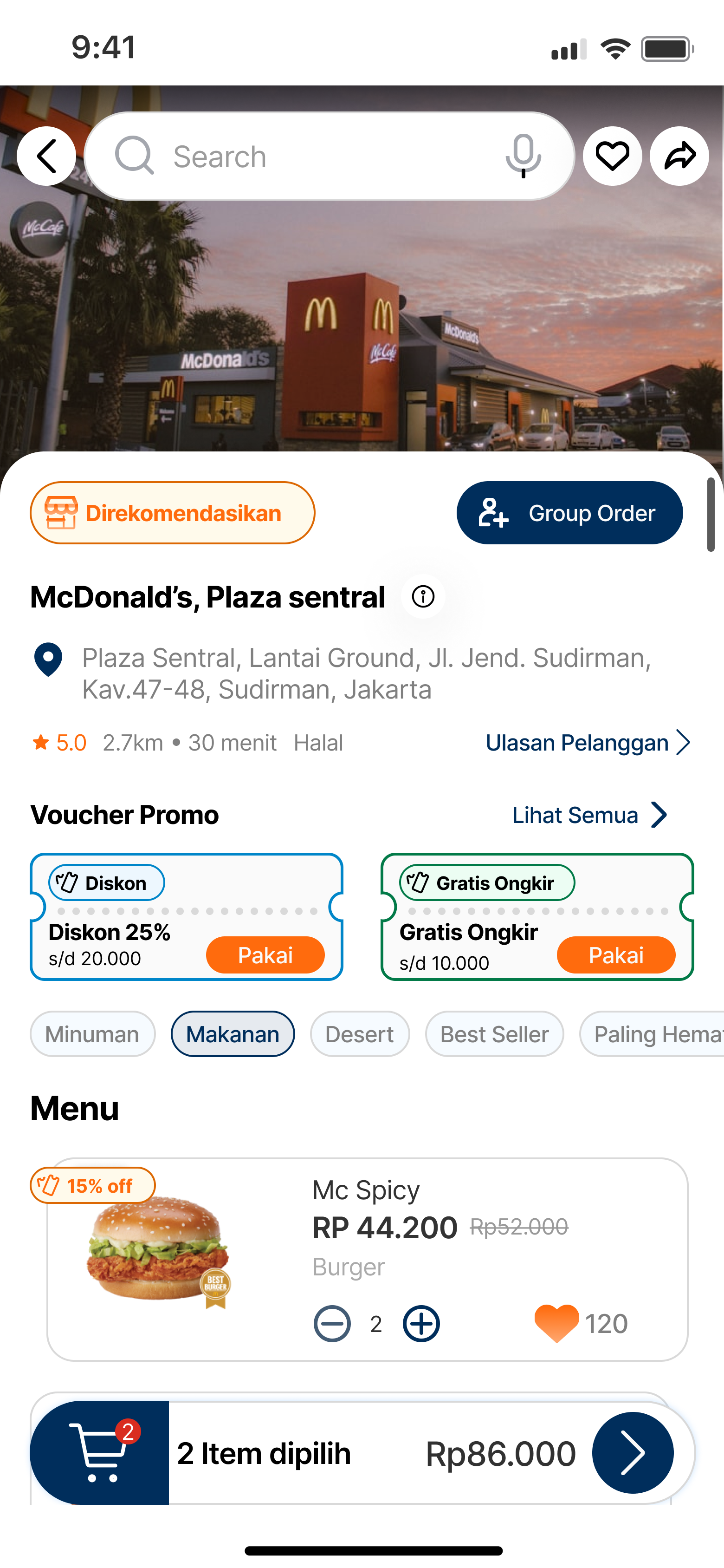 Pilih Outlet atau Restoran